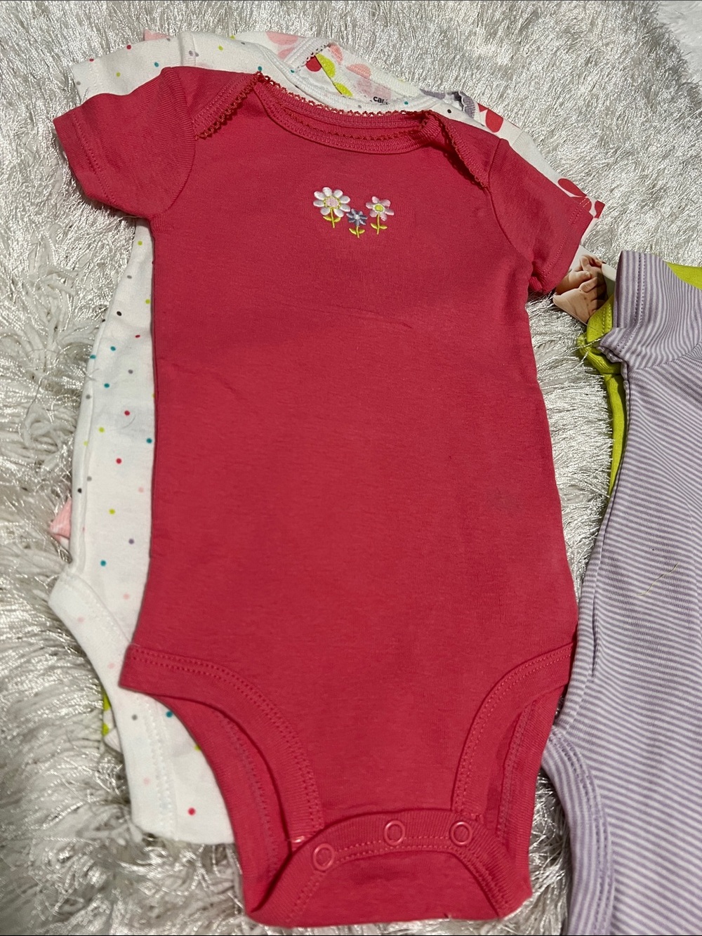 Carter's Little Layette Infant 5 Pack 100% Cotton Short Sleeve Bodysuits 9MO NWT - Picture 5 of 12